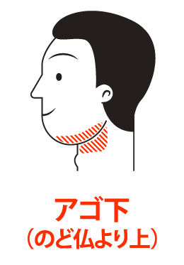 アゴ下（のど仏より上）